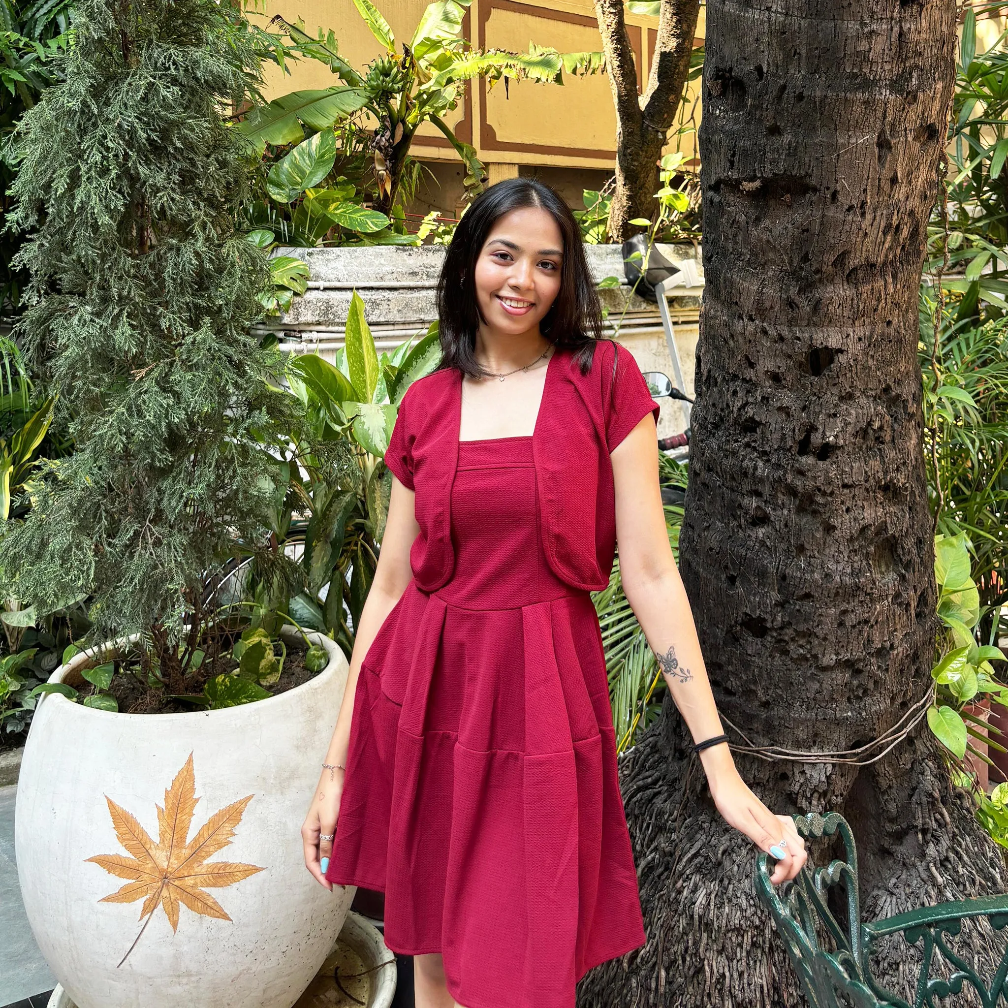 Fit & Flare Dress with Shrug