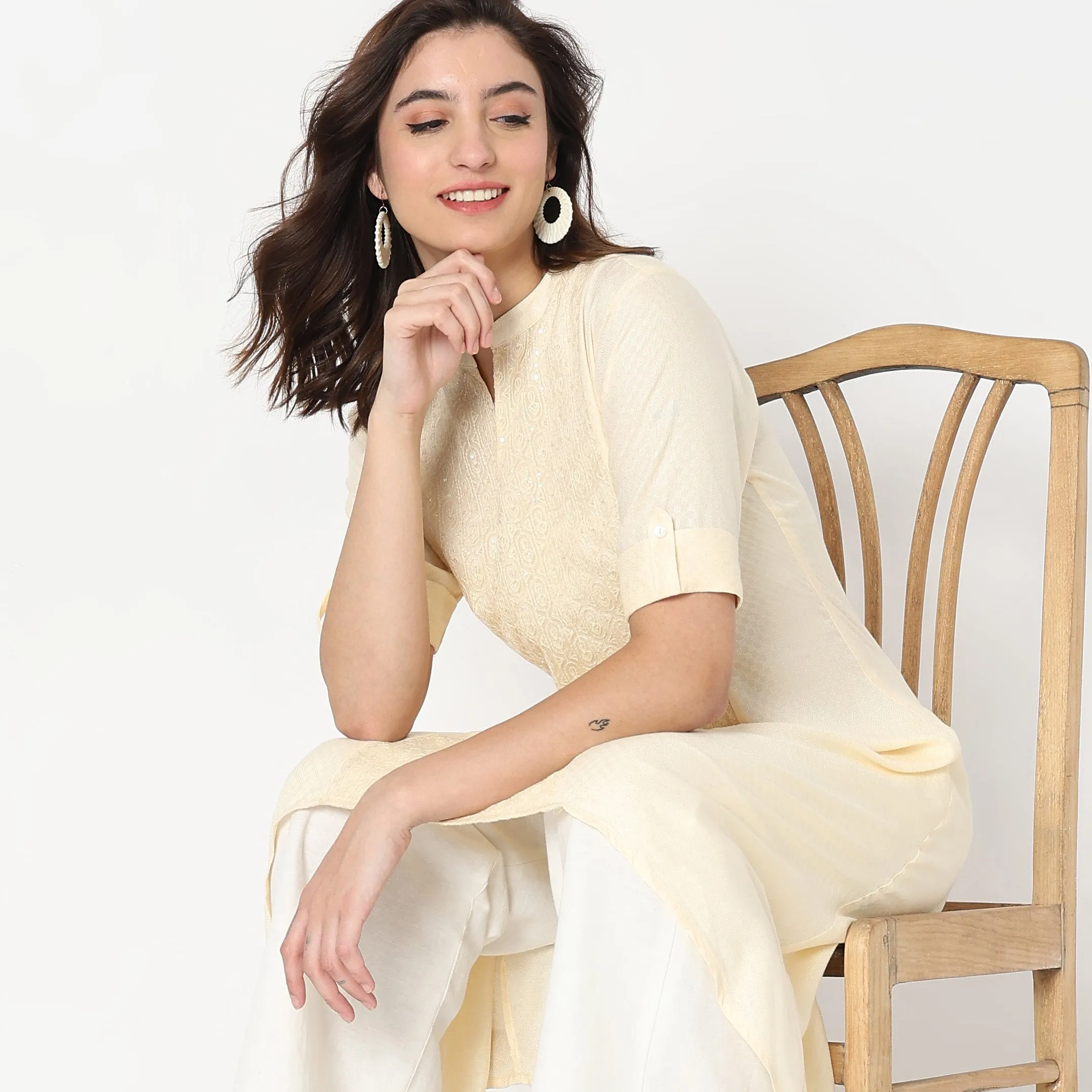 Flare Fit Embroidered Kurta