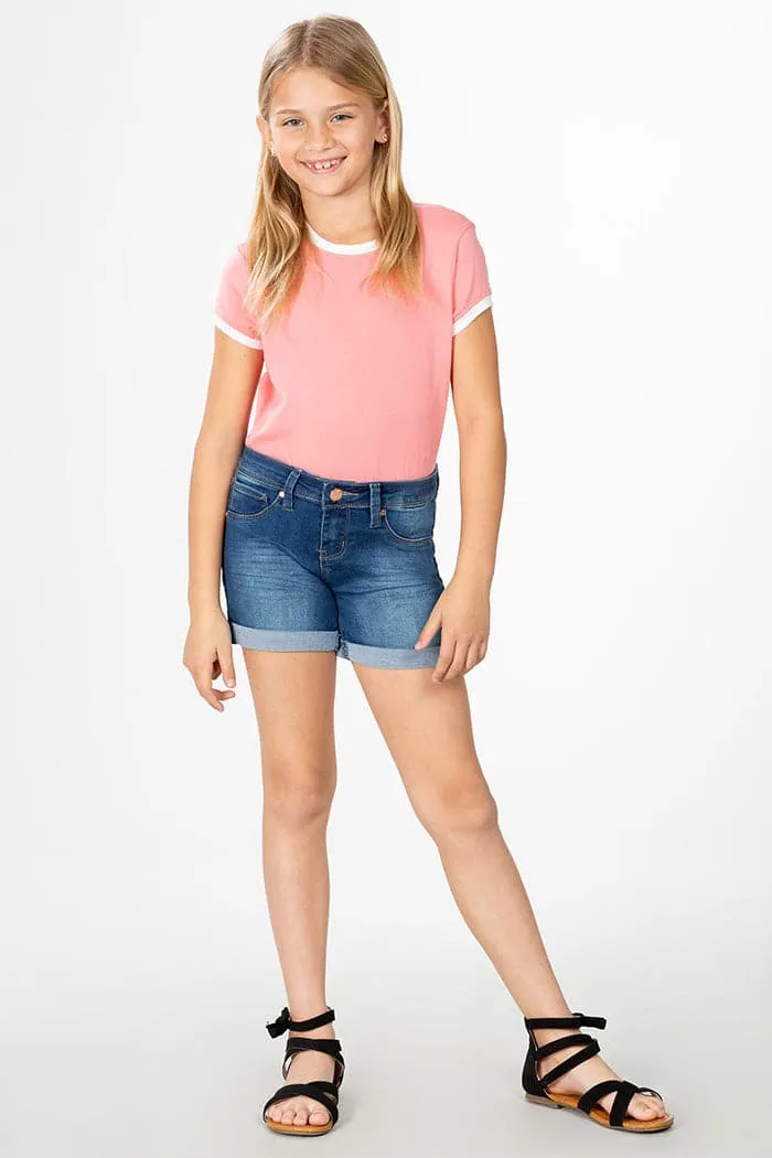 Girls Rolled Cuff Denim Shorts