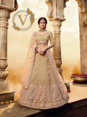 Golden Embroidered Gota Silk Lehenga Choli With Dupatta