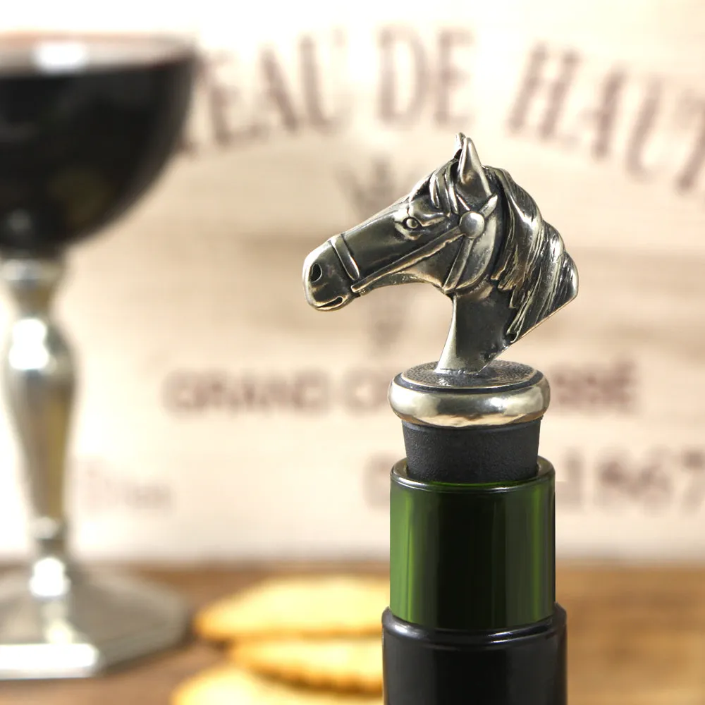 Horse Head Pewter Wine Bottle Stopper