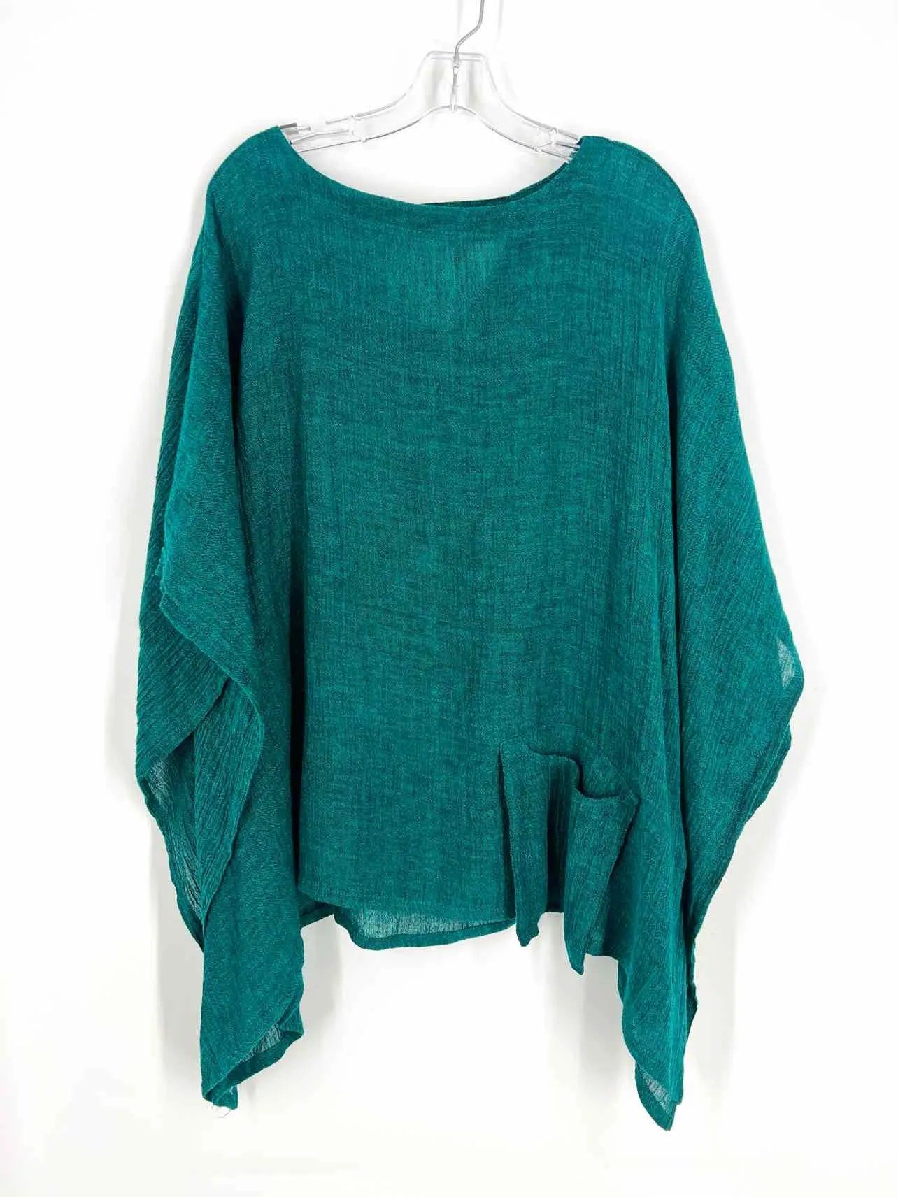 IC by Connie K Size M Teal Variegated Pocket Tops Top-3/4 Sleeve