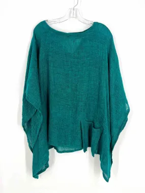 IC by Connie K Size M Teal Variegated Pocket Tops Top-3/4 Sleeve