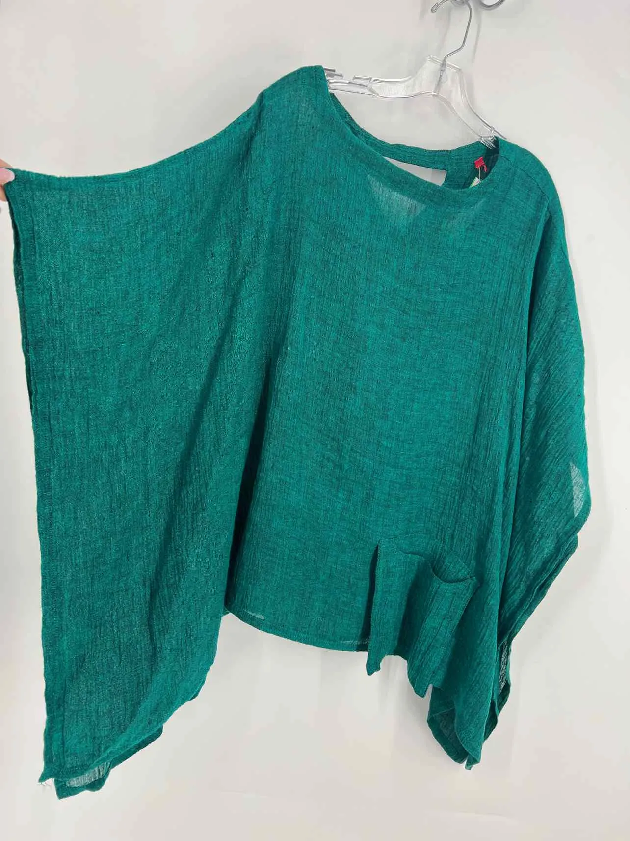 IC by Connie K Size M Teal Variegated Pocket Tops Top-3/4 Sleeve