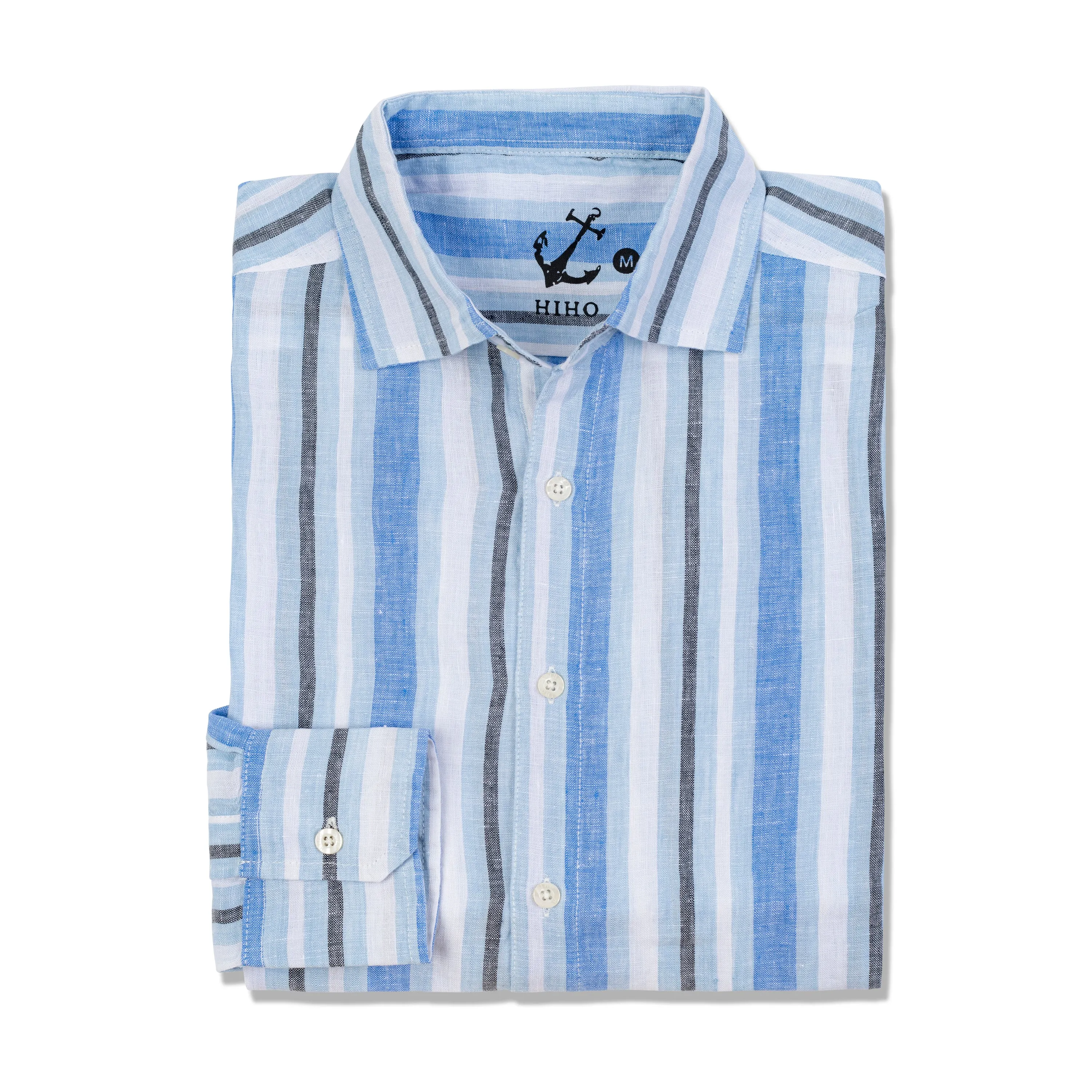 Jeremy Linen Shirt - Blue Regatta Stripe
