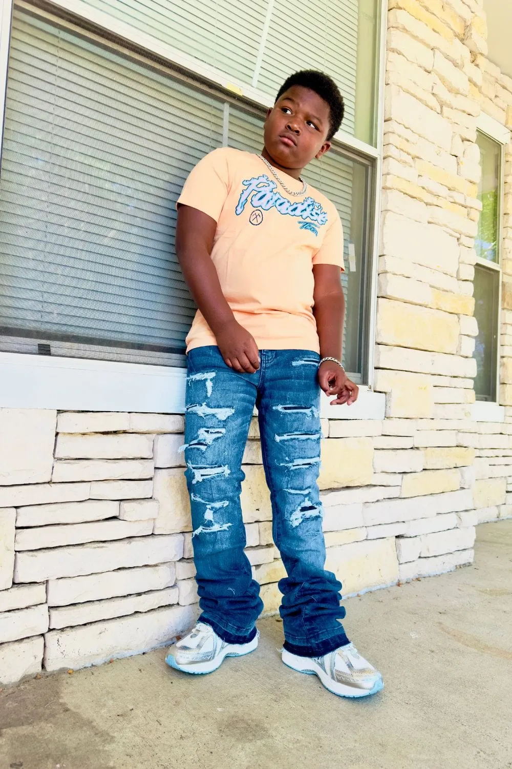 Kids Stacked Rockport Denim (Deep Blue)
