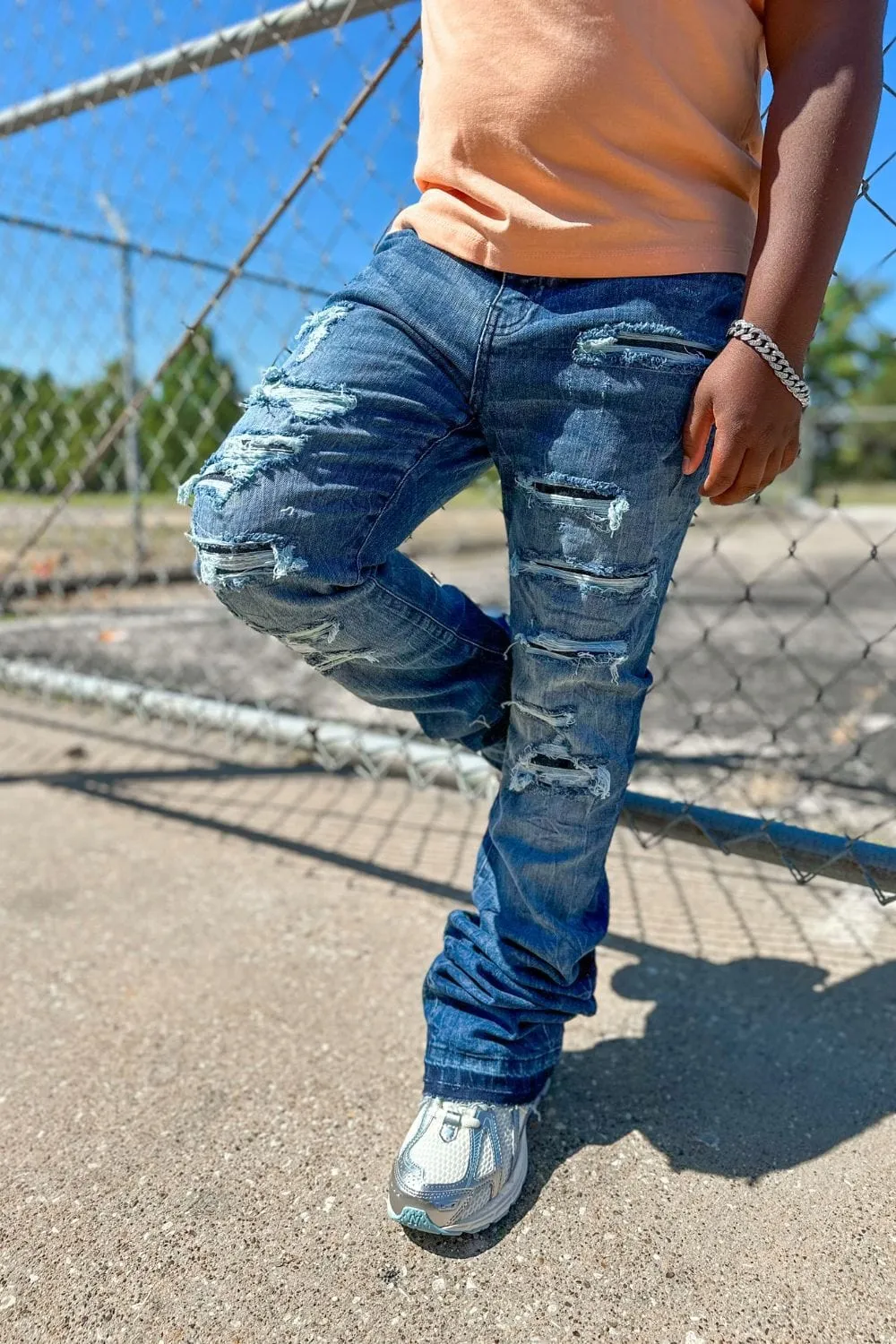 Kids Stacked Rockport Denim (Deep Blue)