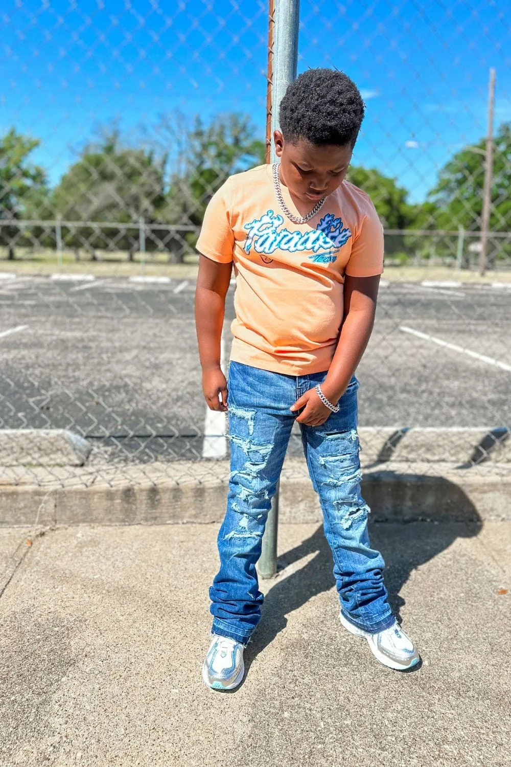 Kids Stacked Rockport Denim (Deep Blue)