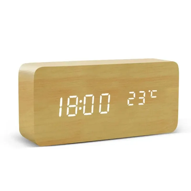 LED Alarm Clock Wooden