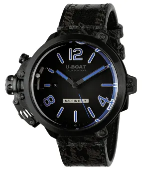 Limited Edition U-Boat Capsule Automatic Black PVD Black Dial Black Leather Strap Date Mens Watch 8806