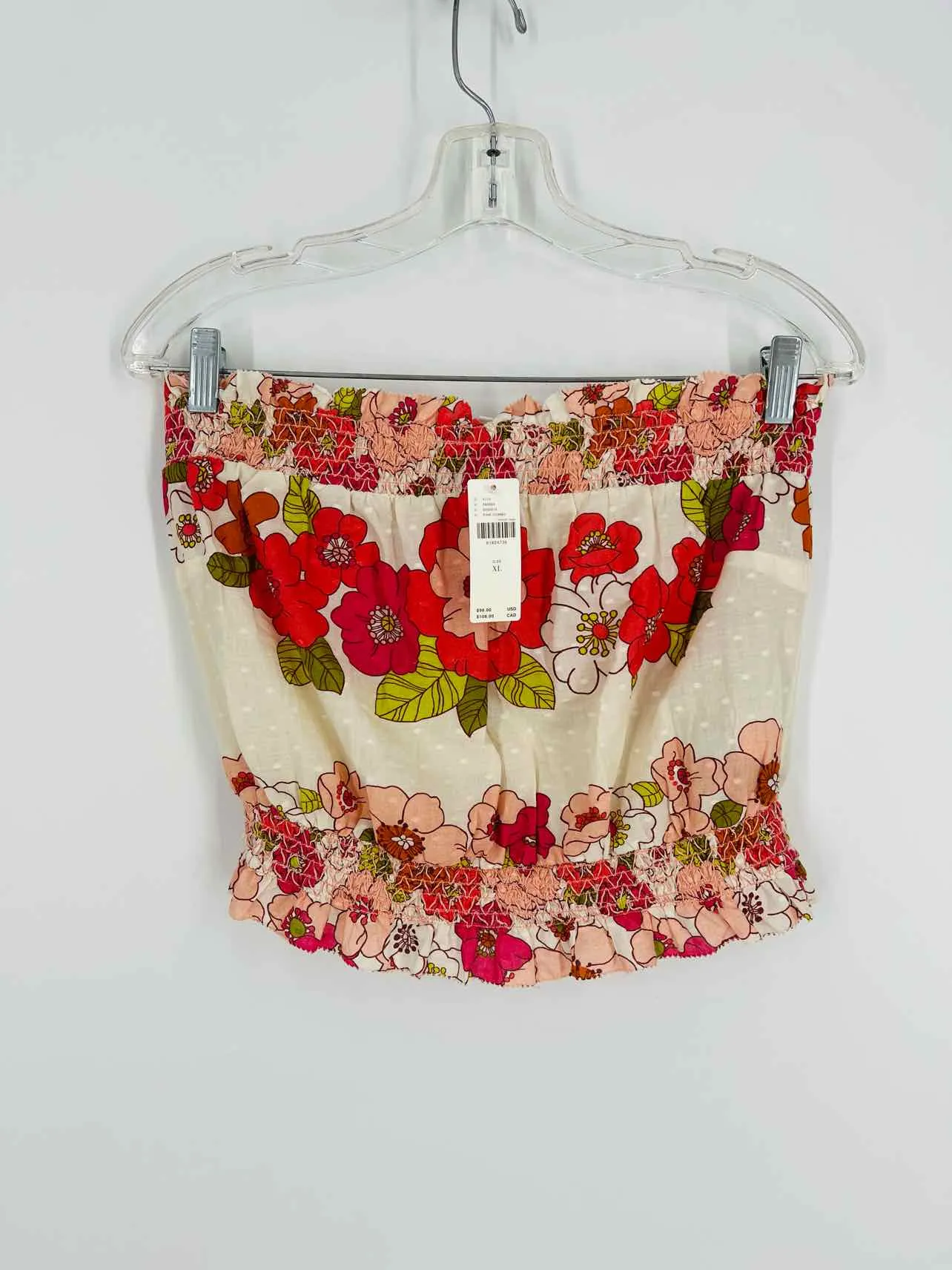 Love the Label Size XL Pink/Ivory Floral Smocked NEW Tops Tube Top