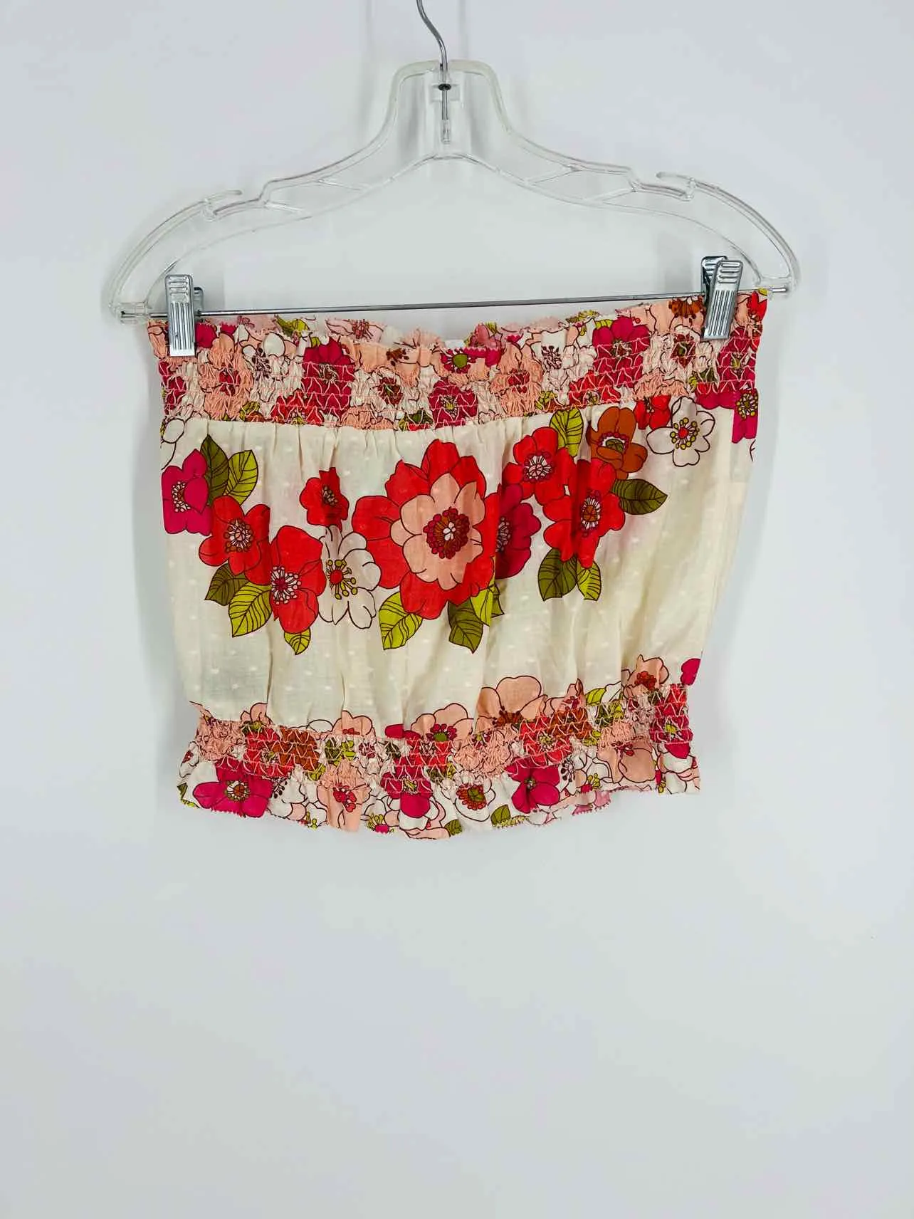 Love the Label Size XL Pink/Ivory Floral Smocked NEW Tops Tube Top
