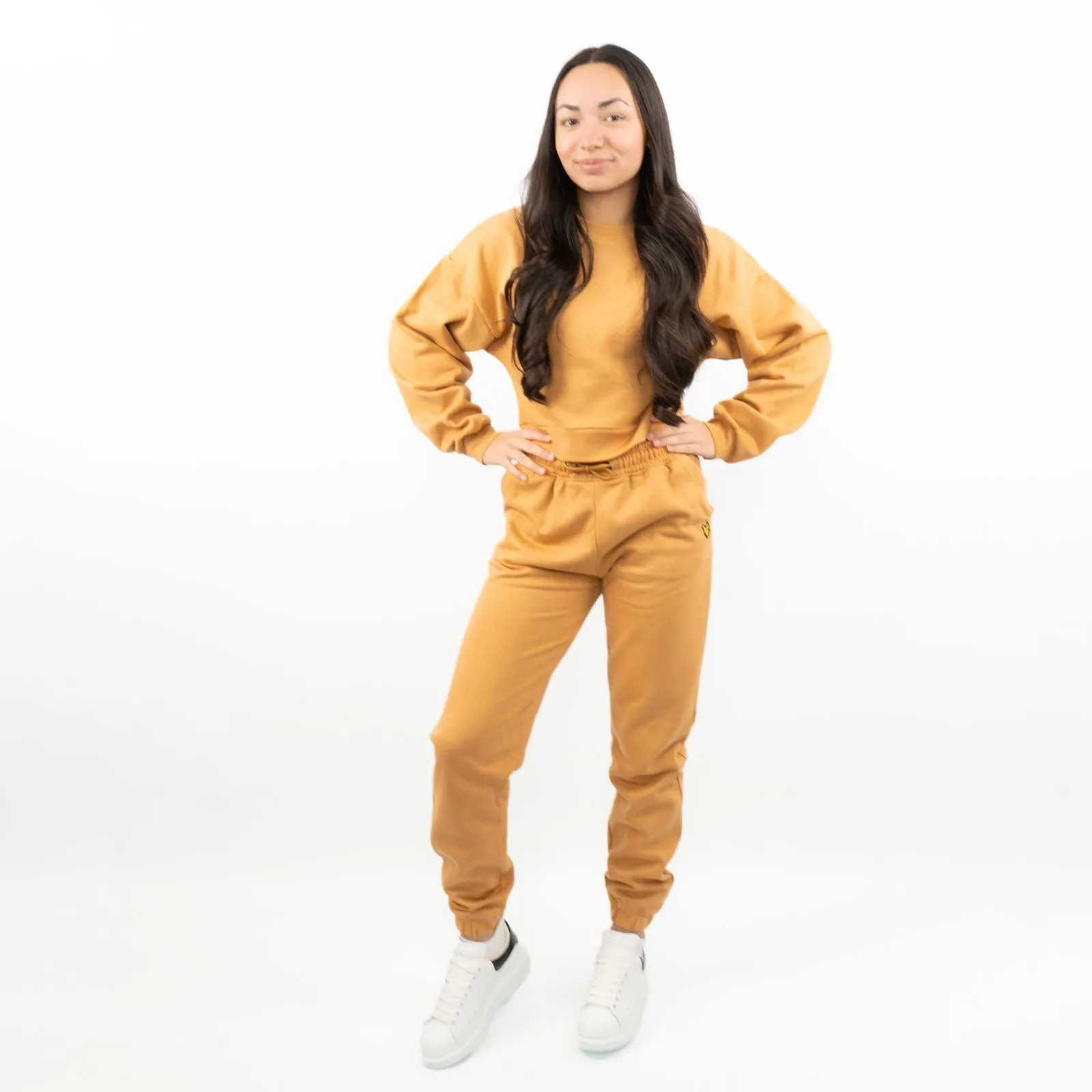 Lyle & Scott Girls Long Sleeve Mustard Yellow Cropped Fleece Lined Sweatshirts
