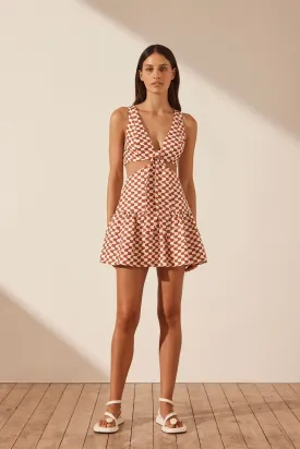 MARMO LINEN CUT OUT MINI DRESS