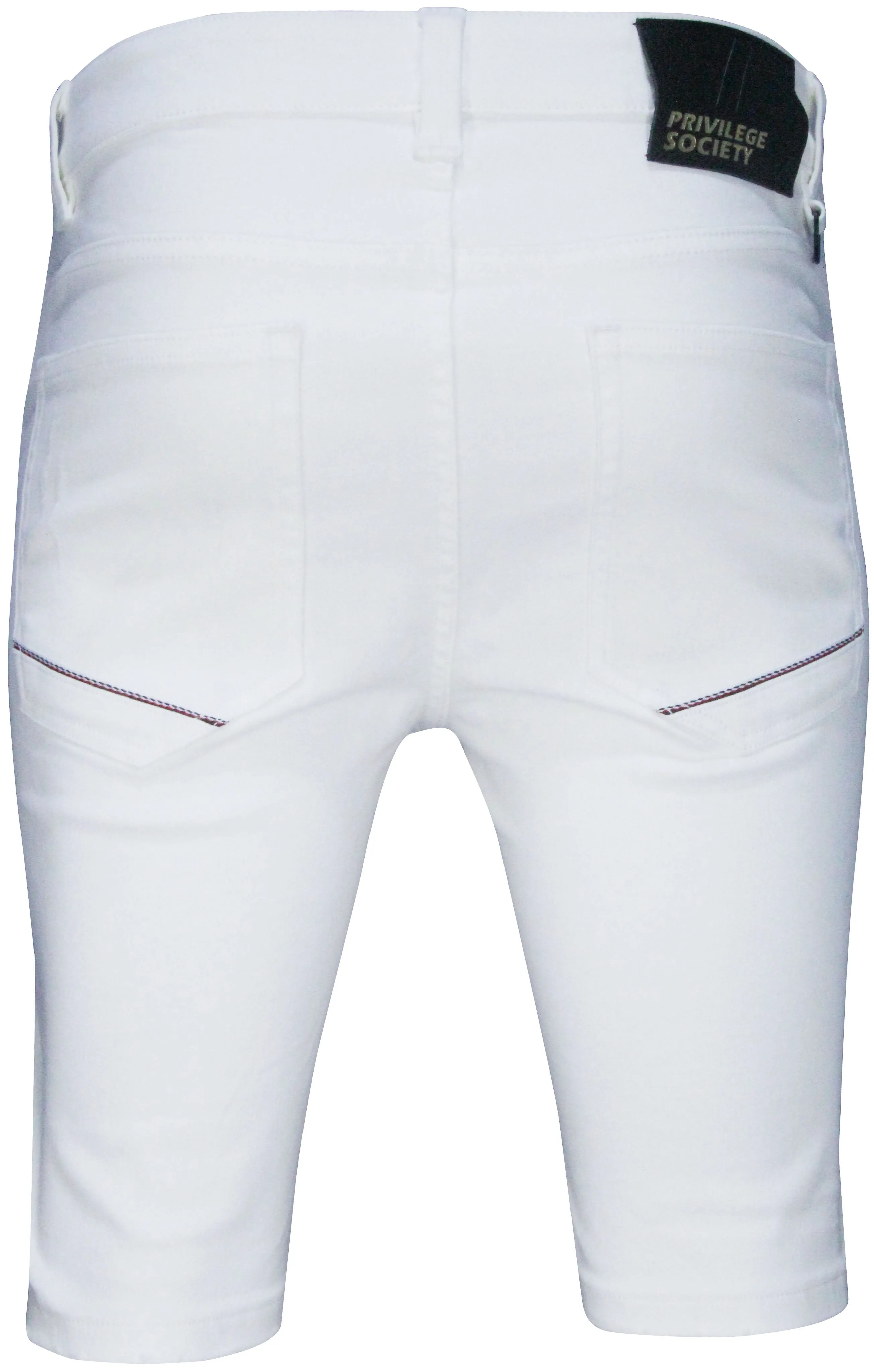 Men's White Fire Denim Shorts