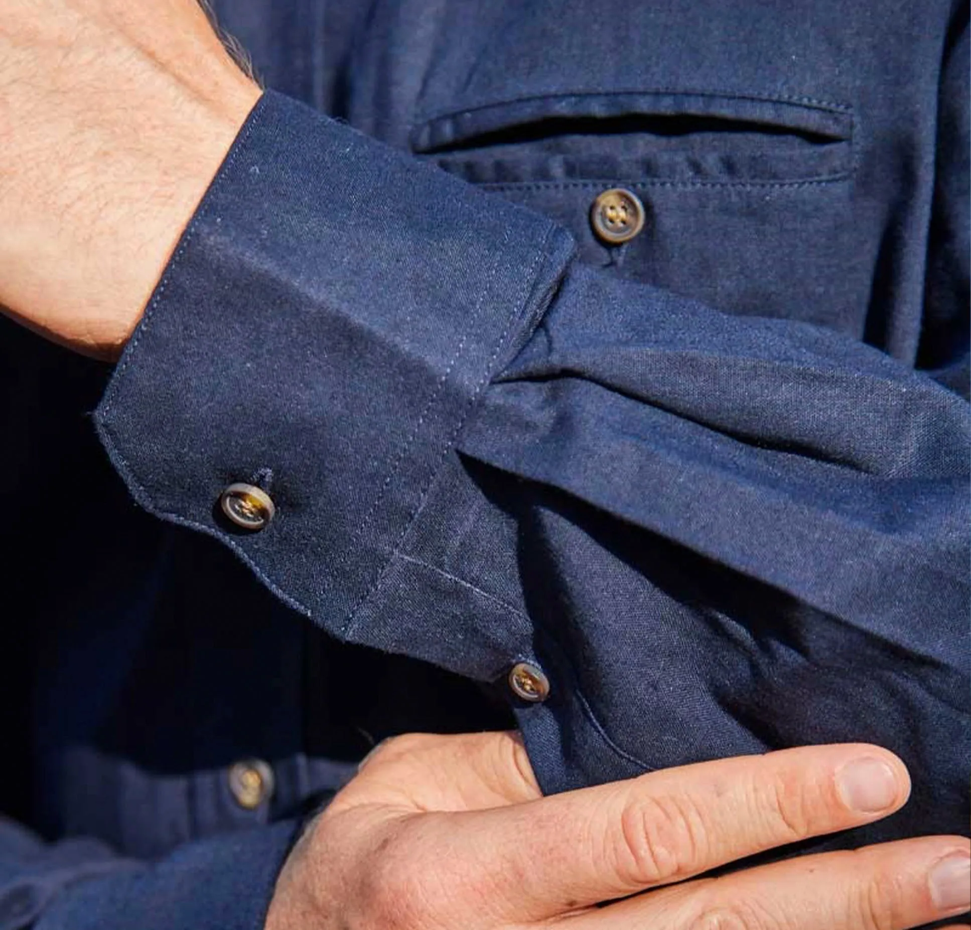 Navy Linen Grandfather Shirt