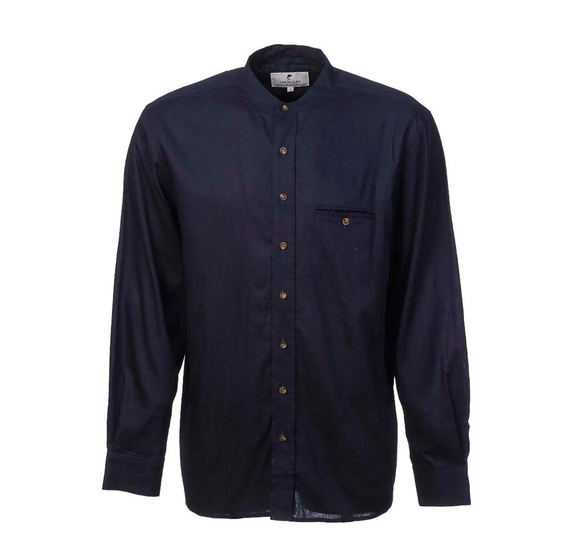 Navy Linen Grandfather Shirt