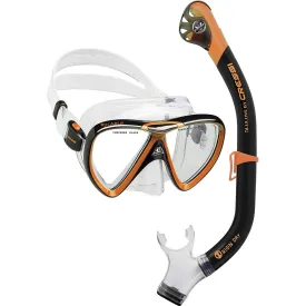 Open Box Cressi Ikarus & Orion Dry Mask Snorkeling Set - Black/Orange