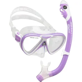 Open Box Cressi Pegaso Mask and Iguana Snorkel Dry Kids Package - Lilac / White