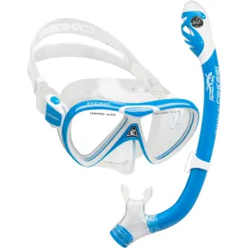 Open Box Cressi Pegaso Mask and Snorkel Dry Kids Package -Blue/White