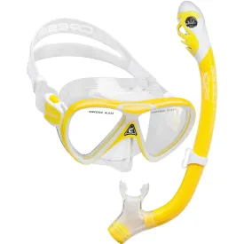 Open Box Cressi Pegaso Mask and Snorkel Dry Kids Package Yellow/White