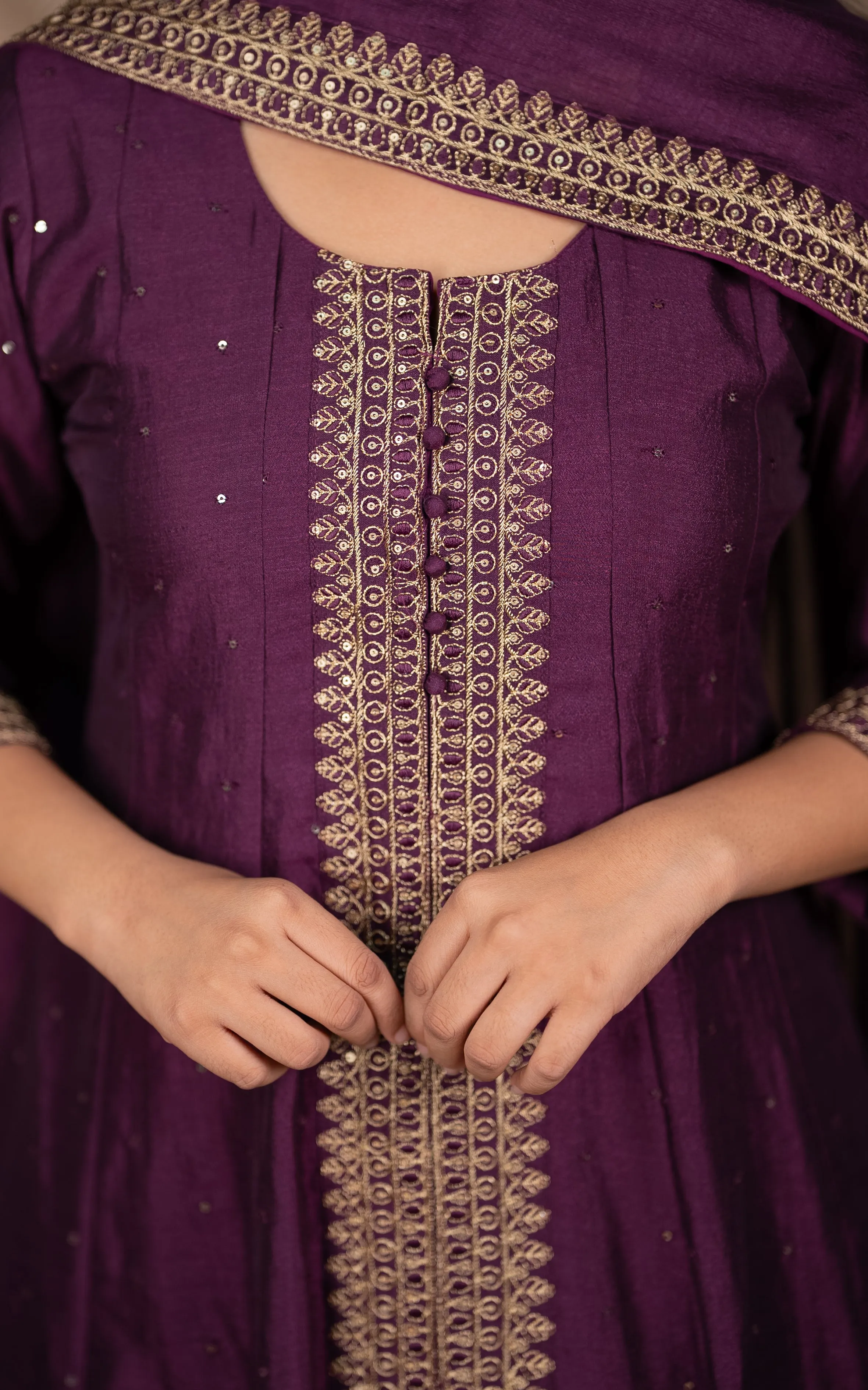 Pradhiksha Plum (Kurti Pant Dupatta)