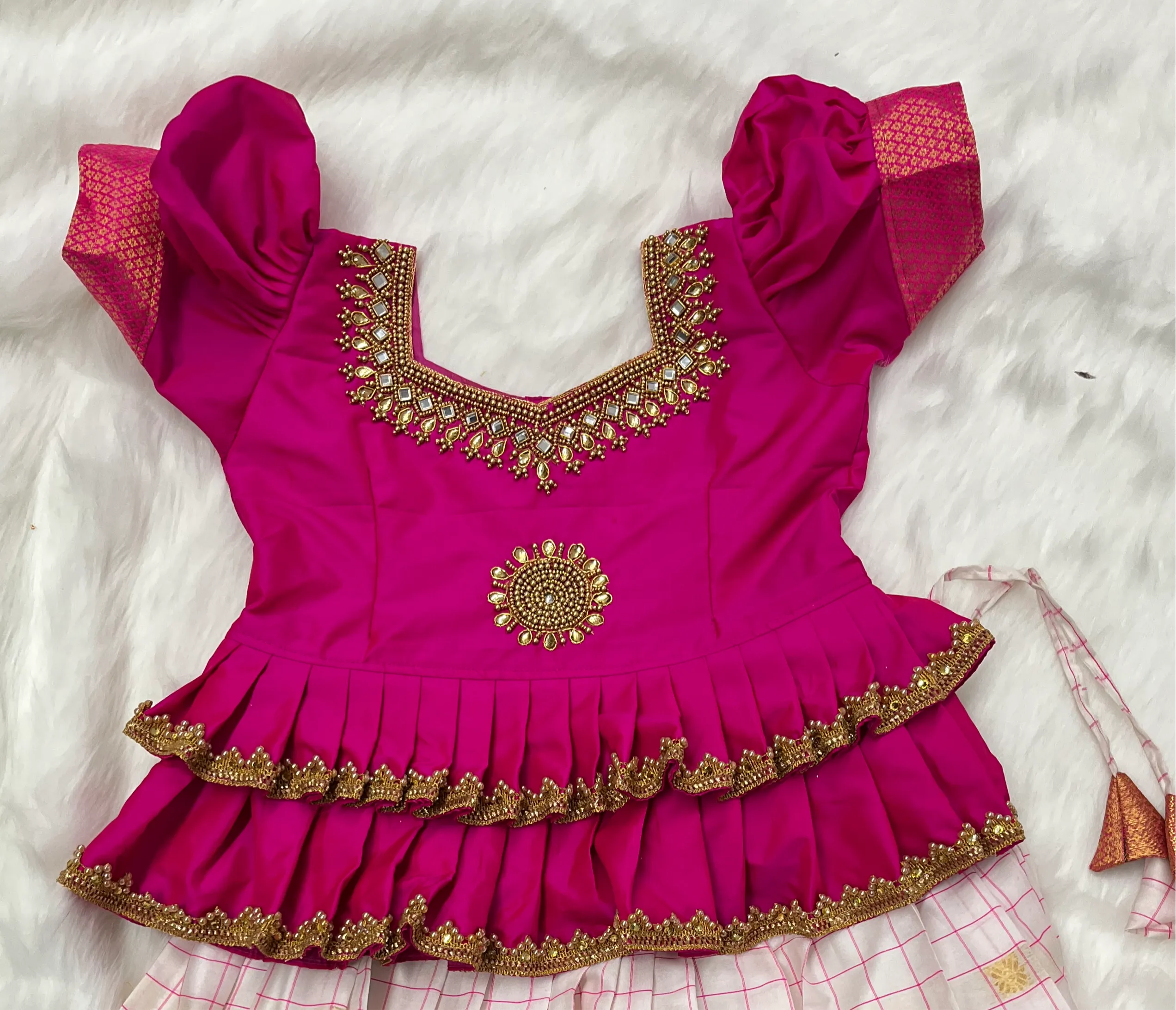 PRE ORDER : Vibrant Pink Delight: Navaratri Special Pattu Lehengas
