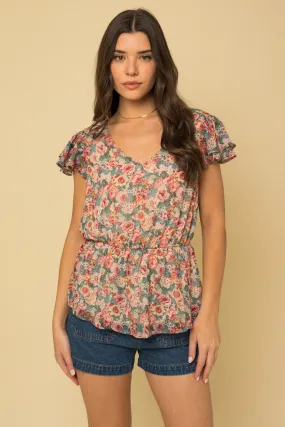 Relaxed Peplum Floral Blouse
