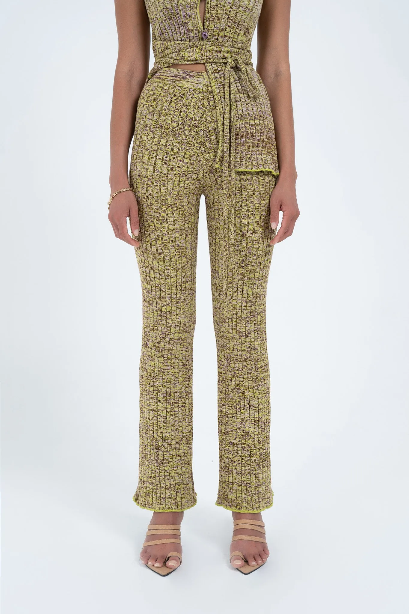 Rib Knit Pant in Avo