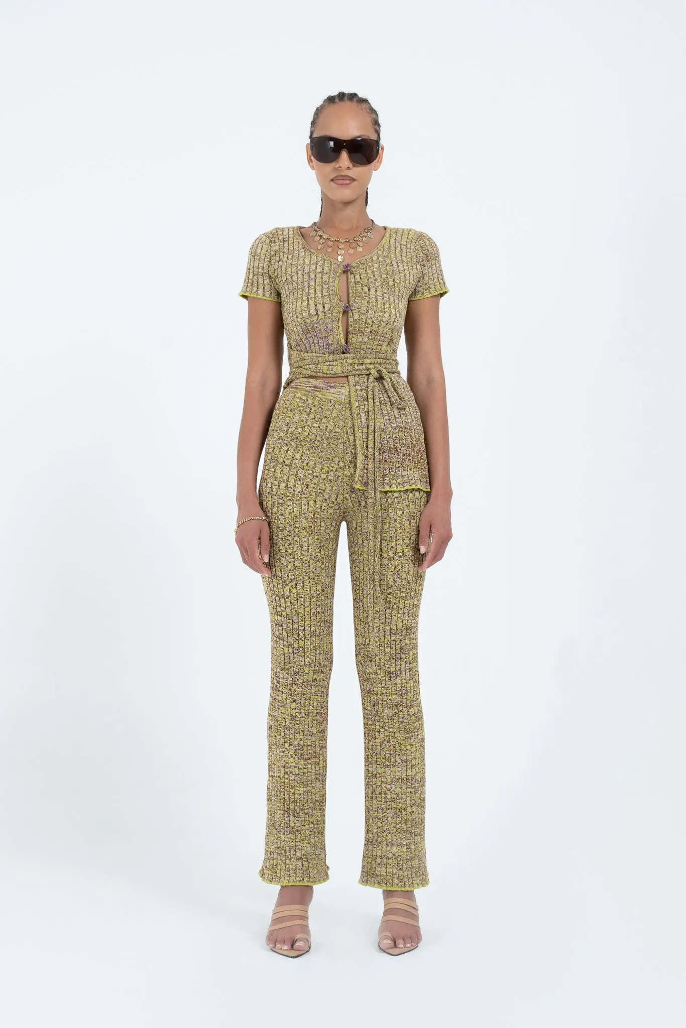 Rib Knit Pant in Avo