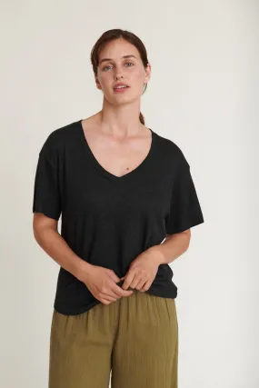 Ryda V-Neck Tee - Black