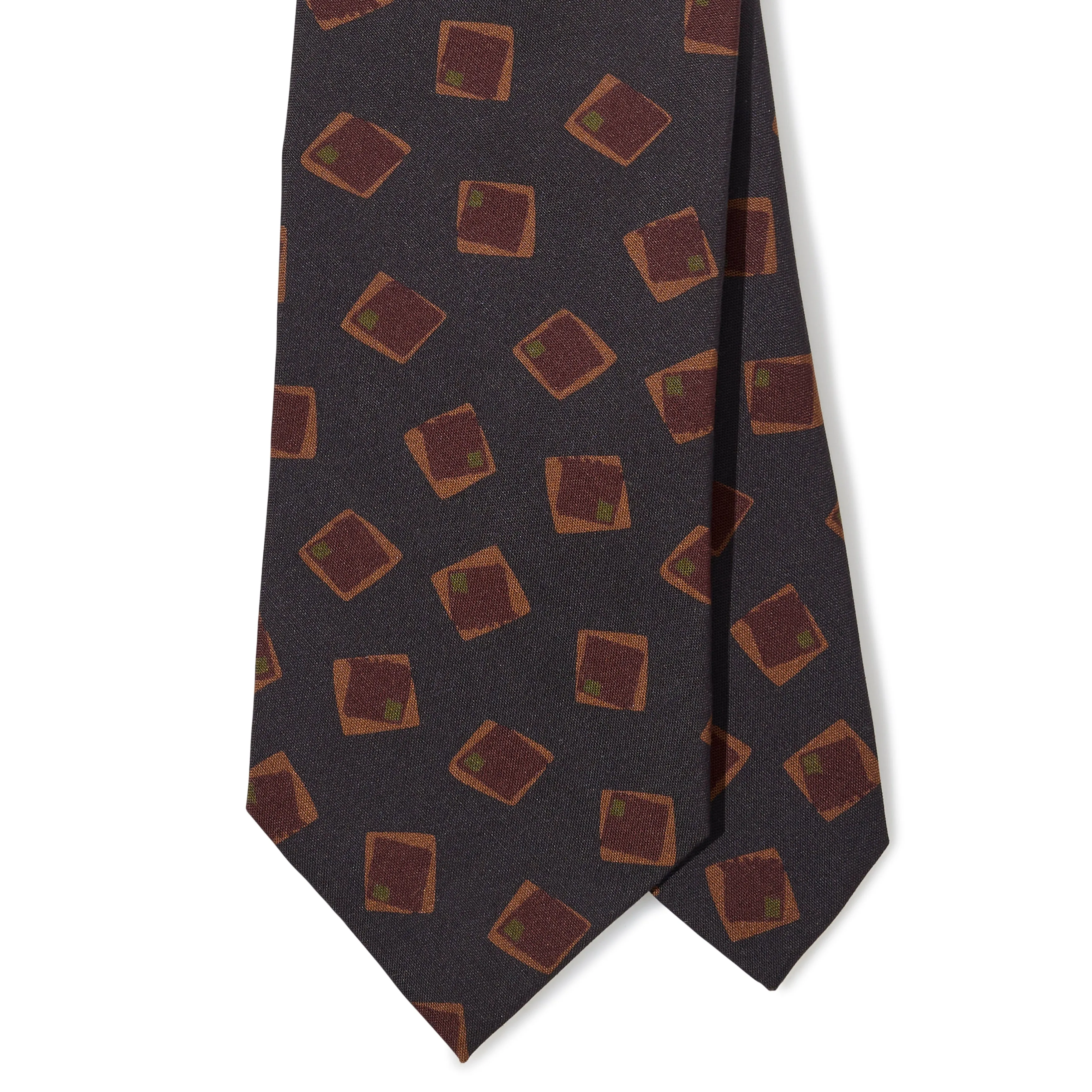 Silk Random Square Print Tipped Tie