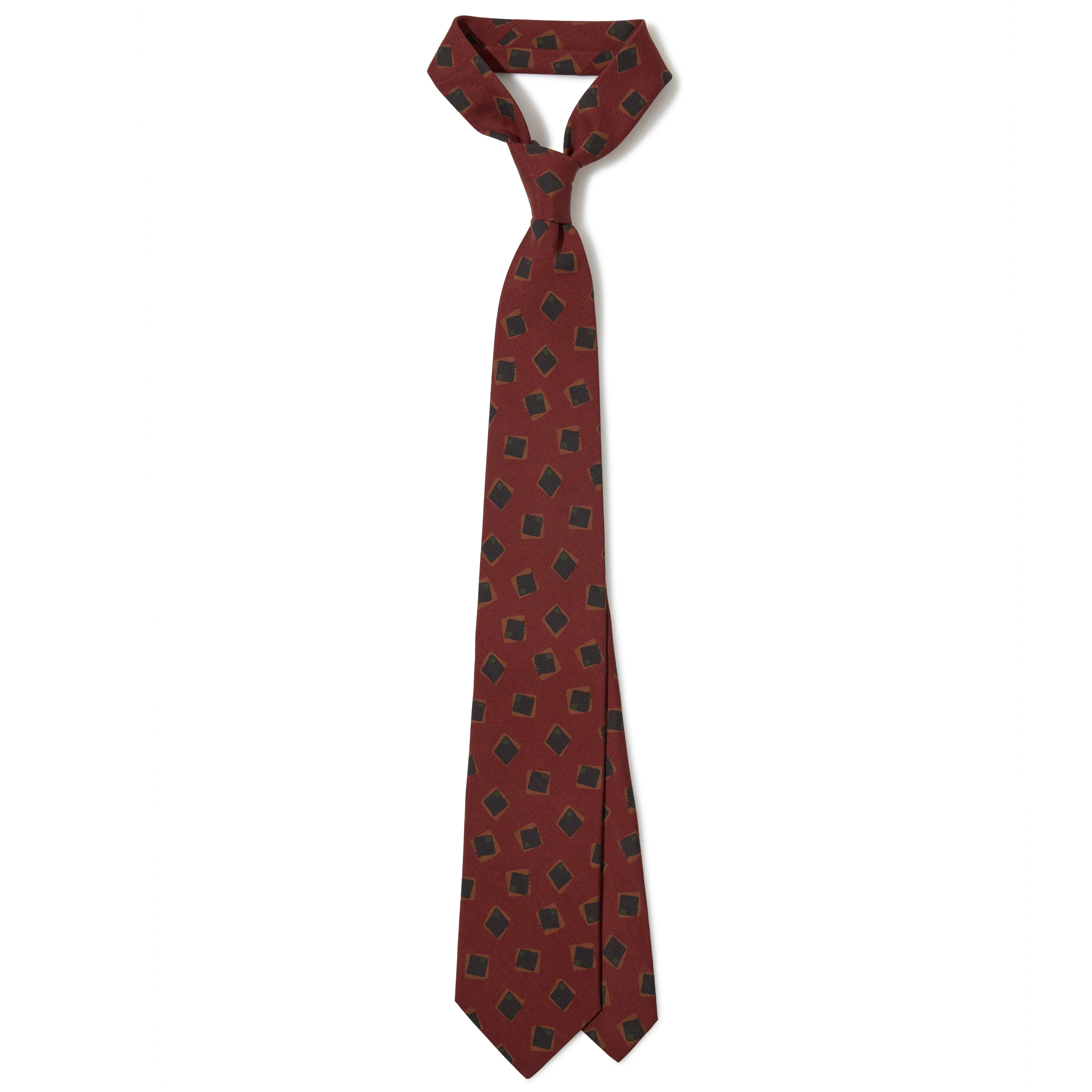 Silk Random Square Print Tipped Tie