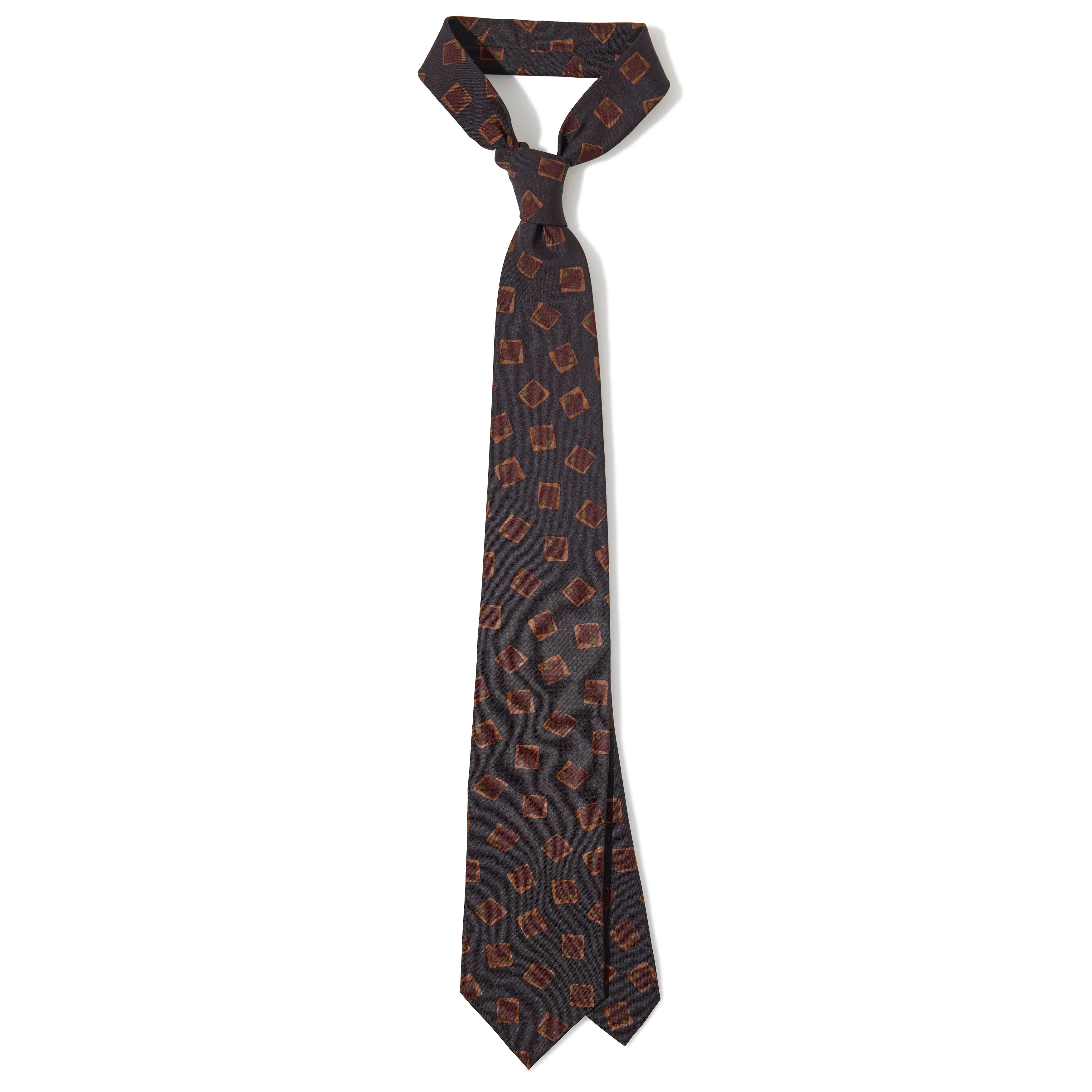 Silk Random Square Print Tipped Tie