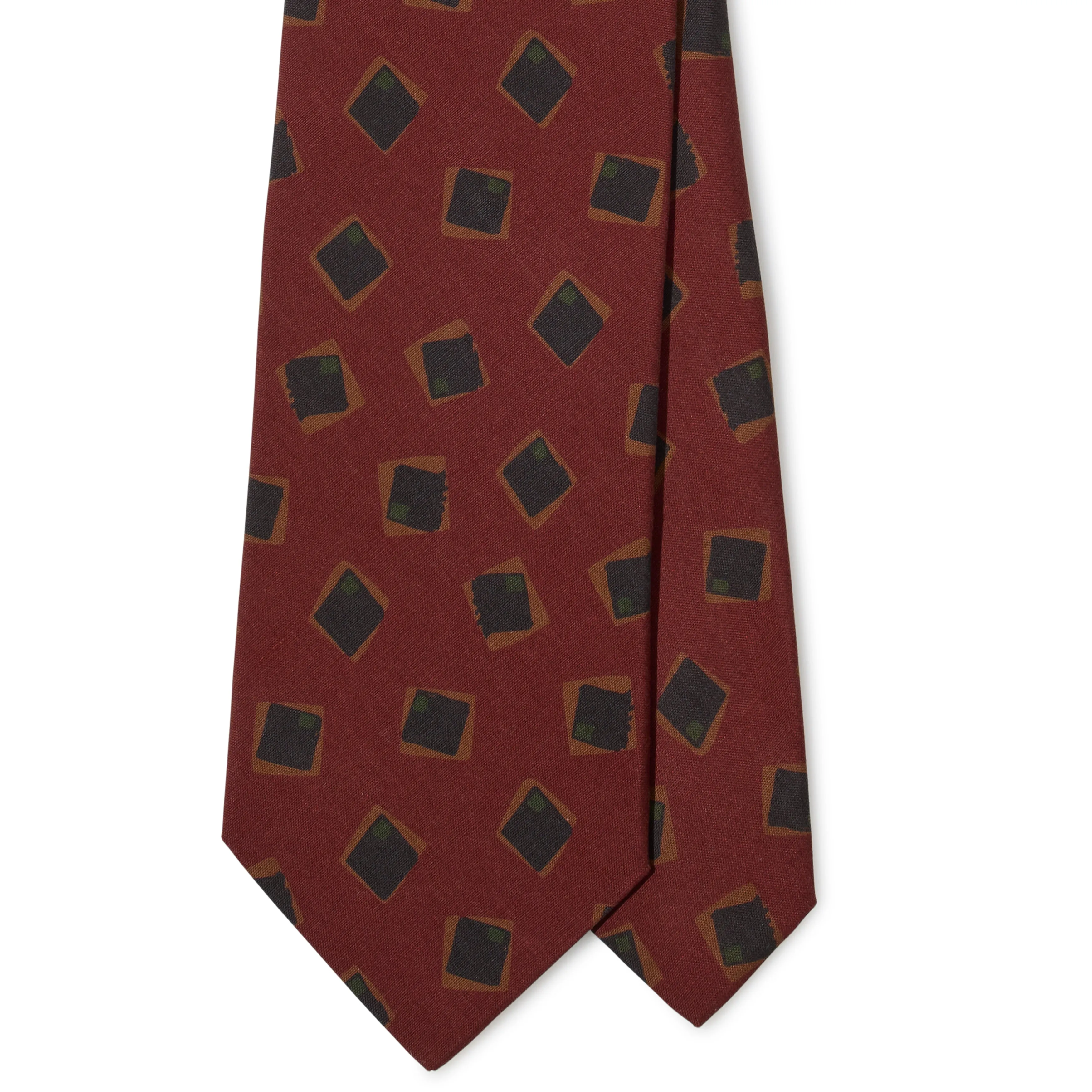 Silk Random Square Print Tipped Tie
