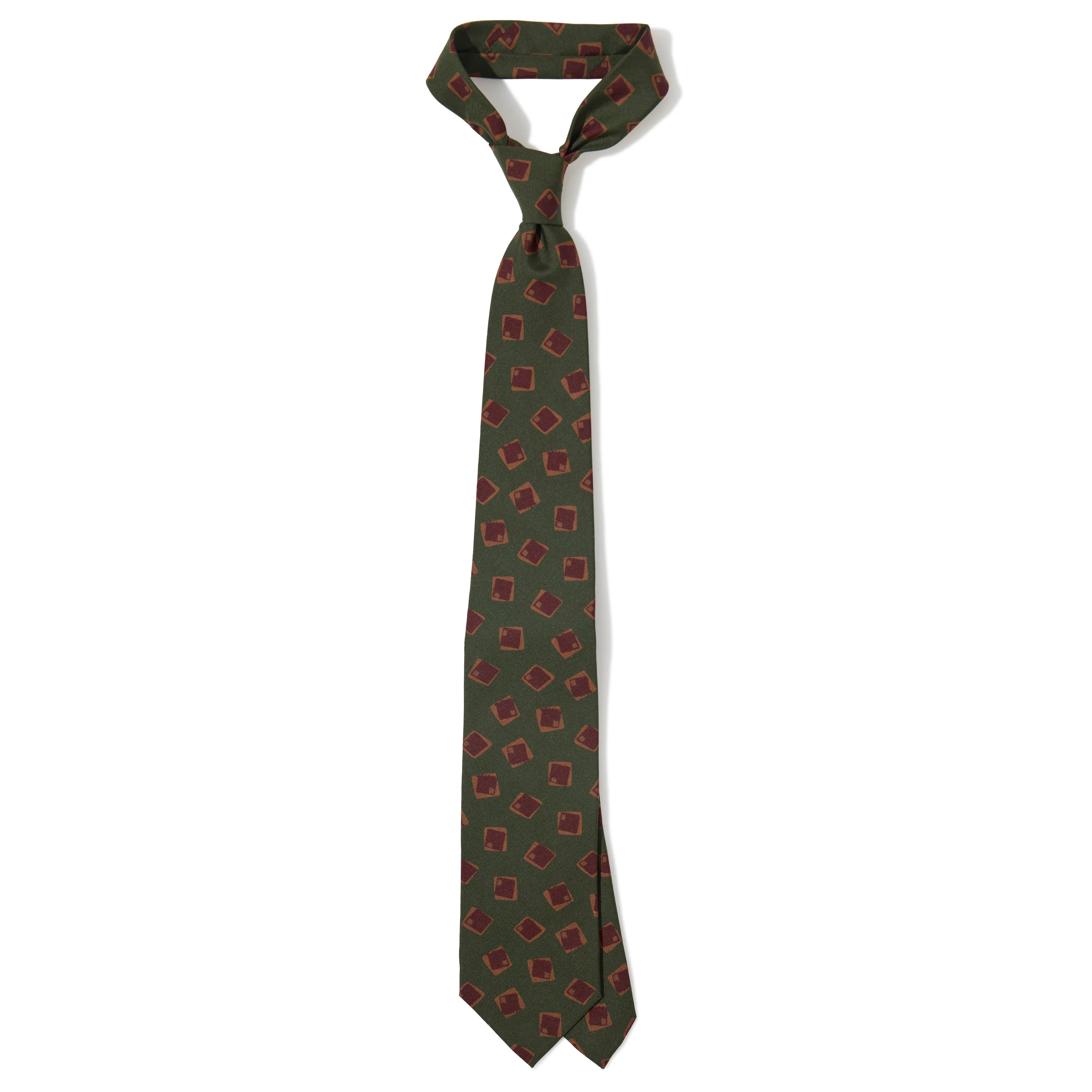 Silk Random Square Print Tipped Tie