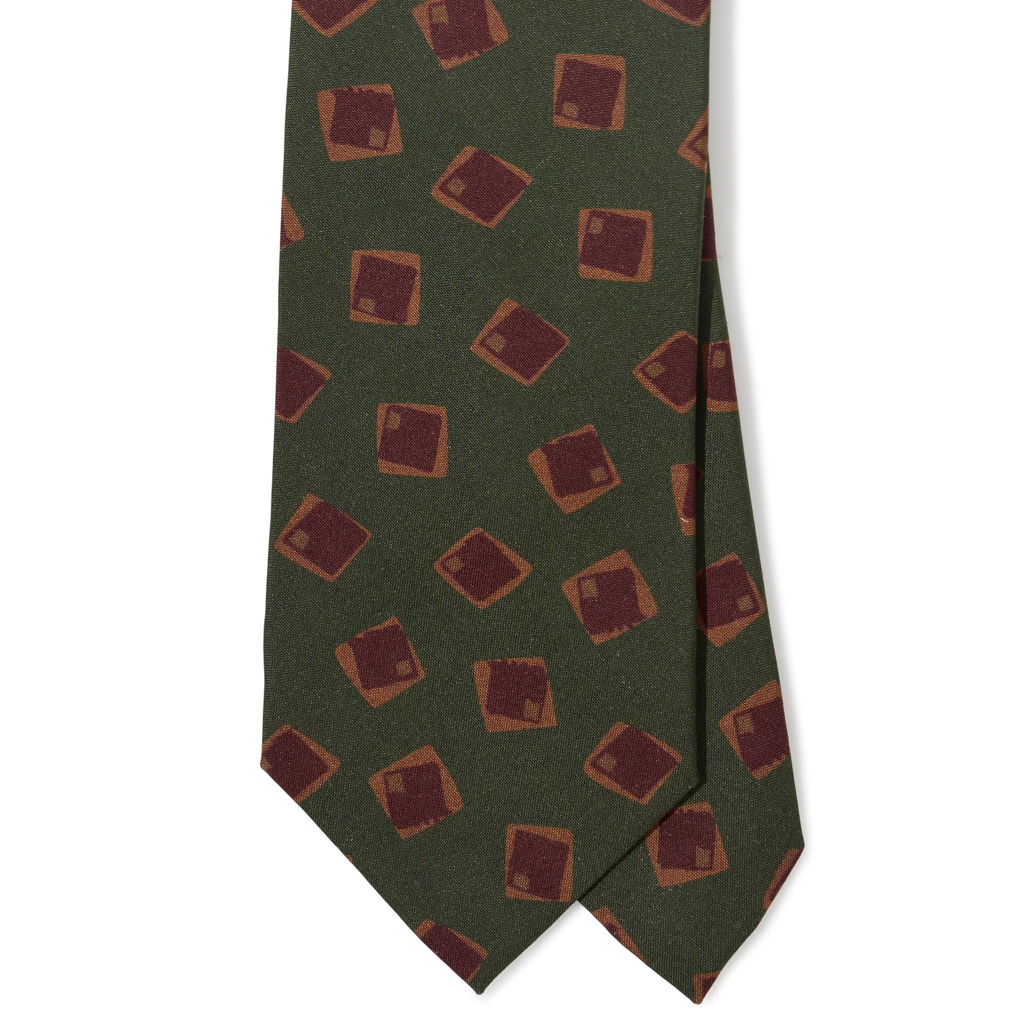 Silk Random Square Print Tipped Tie