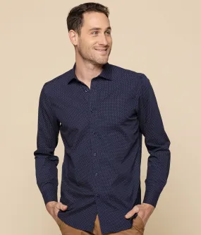 Soho Men's Dot Print Long Sleeve Shirt 1743L
