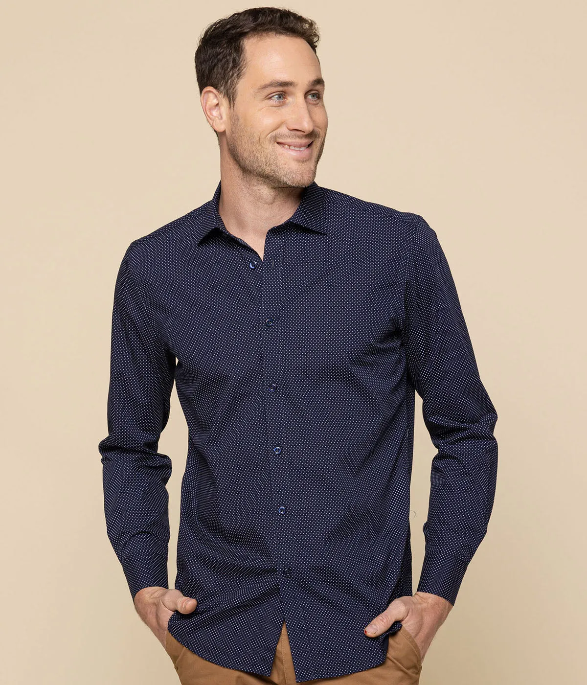Soho Men's Dot Print Long Sleeve Shirt 1743L
