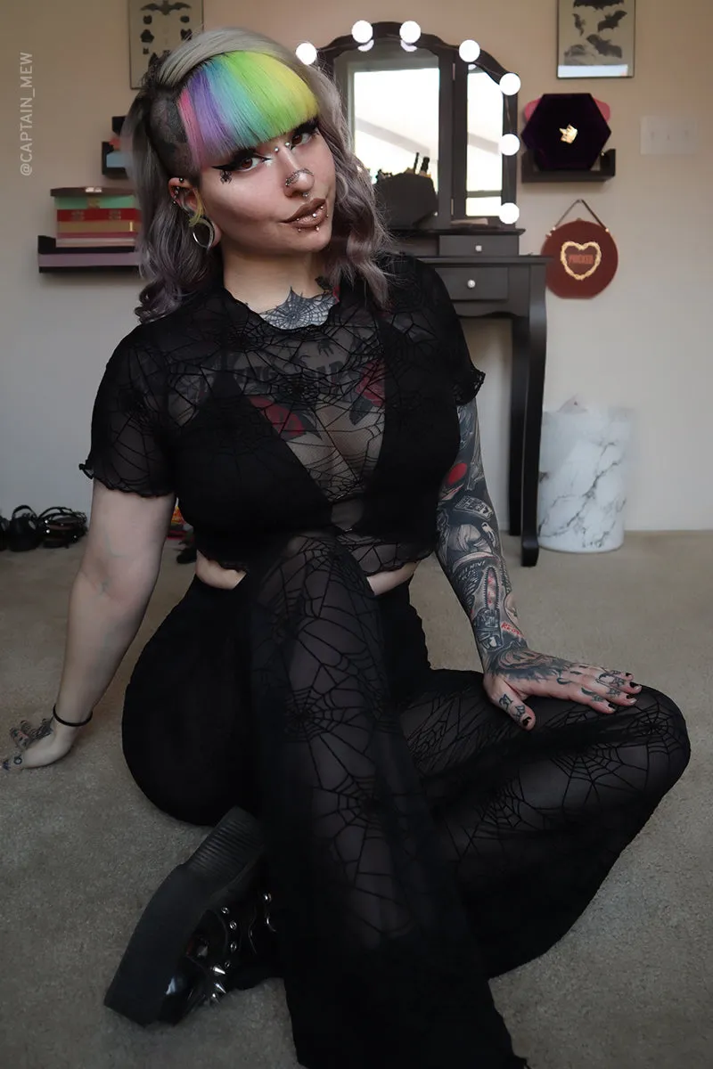 Spiderweb mesh Short Sleeve Top