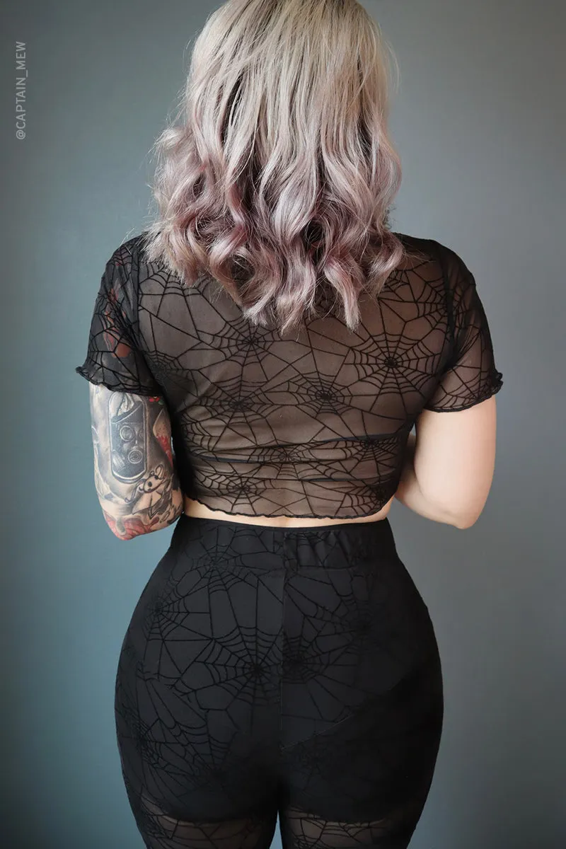 Spiderweb mesh Short Sleeve Top