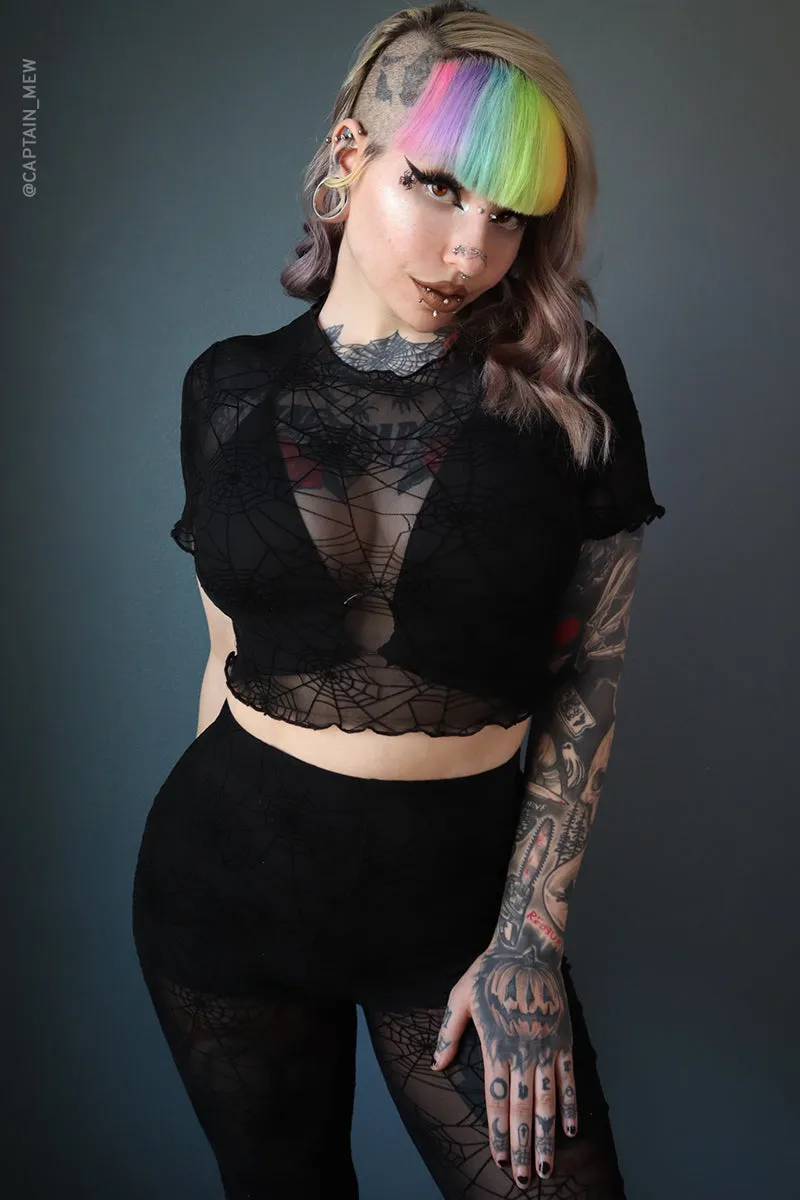 Spiderweb mesh Short Sleeve Top