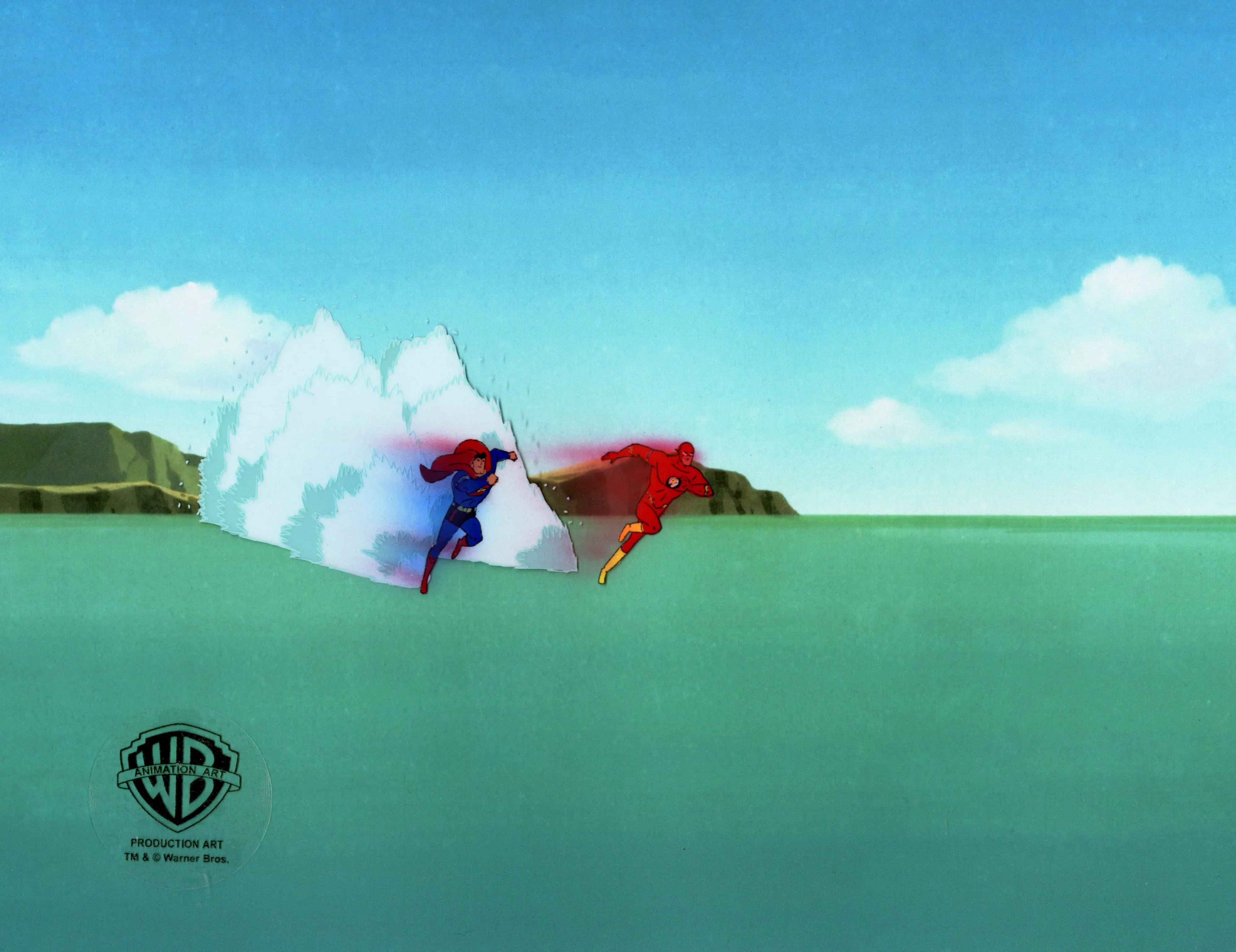 Superman the Animated Series Original Production Cel: Superman, The Flash