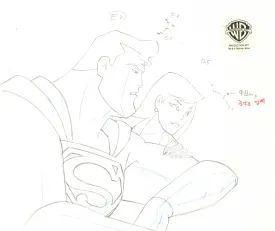 Superman the Animated Series Original Production Drawing: Superman, Lois Lane