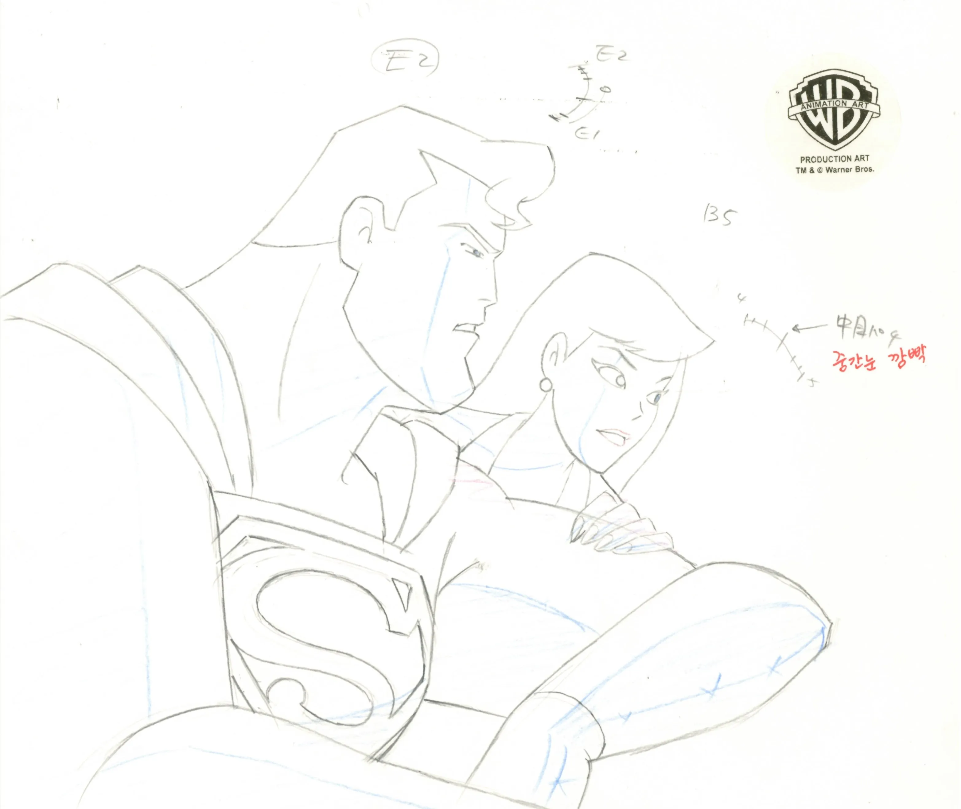 Superman the Animated Series Original Production Drawing: Superman, Lois Lane