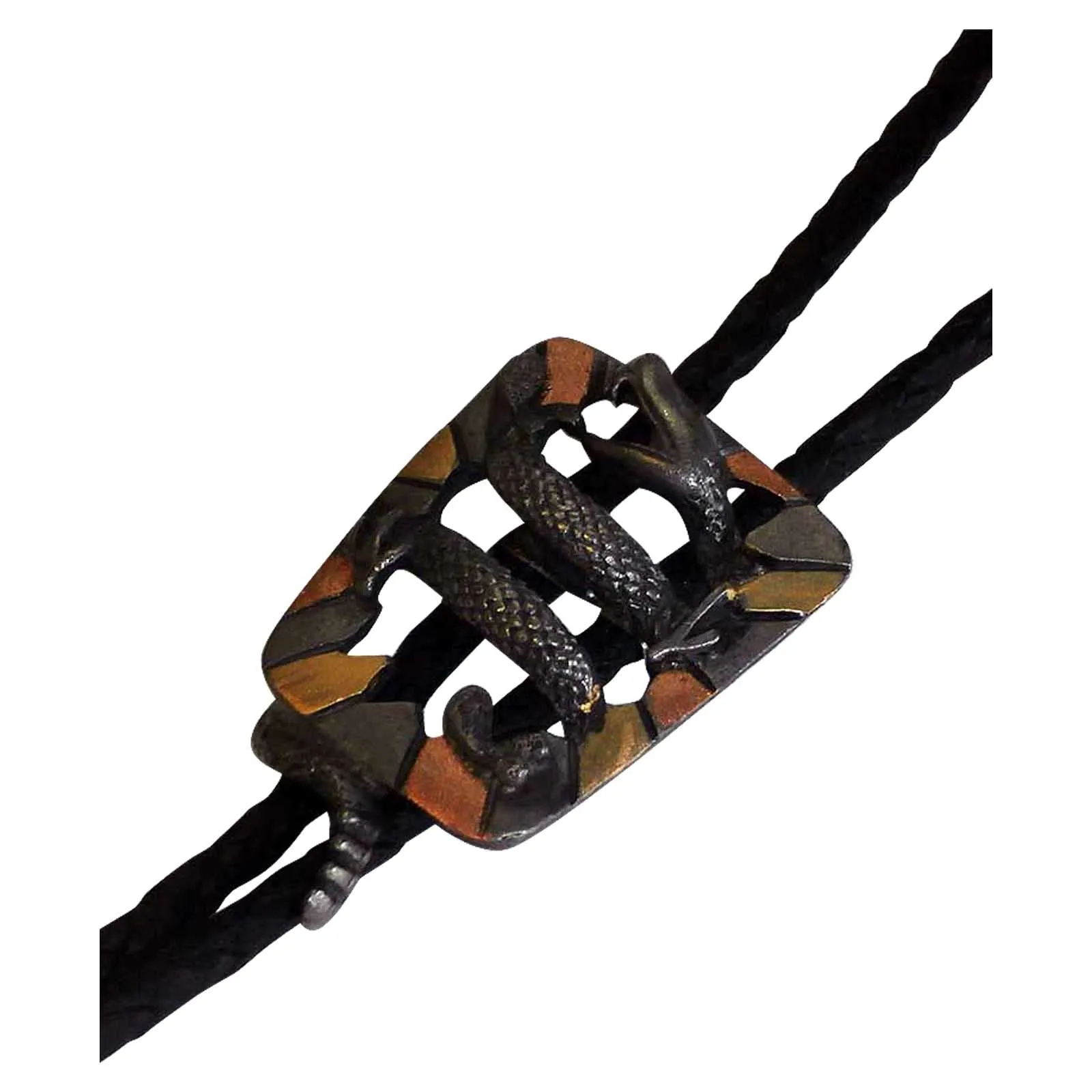 Tri-Color Rattlesnake Western Bolo Tie
