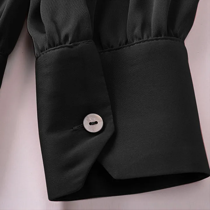 V Neck Pure Silk Blouse Silk Top Shirt With A Belt for Women