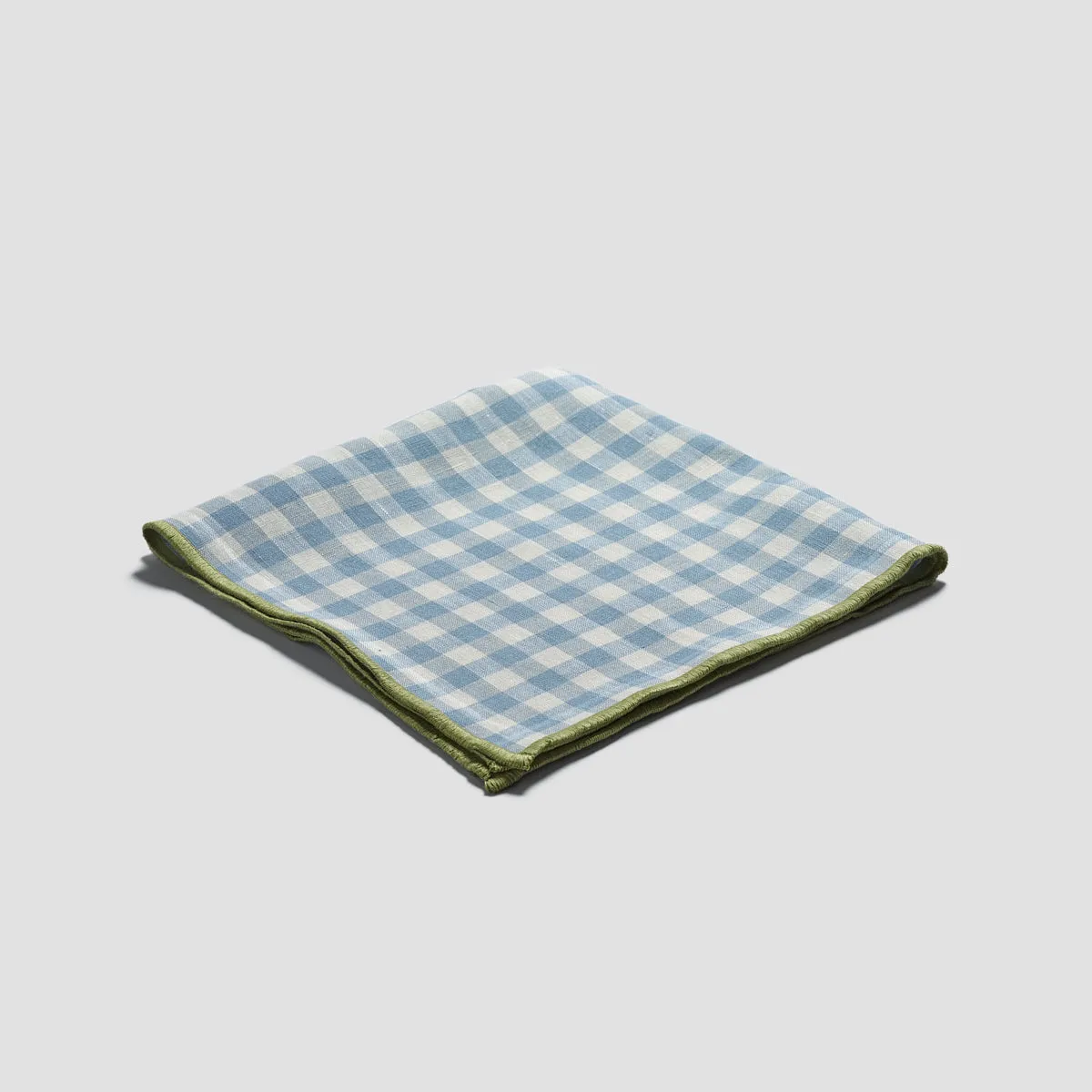 Warm Blue Gingham Linen Napkins Set of 4